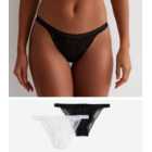 2 Pack Black and White Lace Tanga Briefs