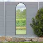 MirrorOutlet Arcus - Black Framed Arched Outdoor Garden Wall Mirror 71" X 24" (180CM X 60CM)