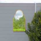 MirrorOutlet Arcus - Gold Metal Framed Arched Outdoor Garden Wall Mirror 41"x 24" (104CM X 61CM)