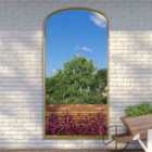 MirrorOutlet Angustus - Gold Metal Framed Arched Outdoor Garden Wall Mirror 79"x39" (200 x 100CM)