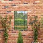 MirrorOutlet Genestra - Black Modern Contemporary Outdoor Garden Wall Mirror 39" X 27" (100 x 70CM)