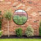 MirrorOutlet Circulus - Black Metal Frame Round Outdoor Garden Wall Mirror 39" x 39" (100 x 100CM)