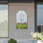 MirrorOutlet Arcus - Concrete Colour Metal Frame Arched Outdoor Garden Mirror 31" x 18" 80 x 46CM
