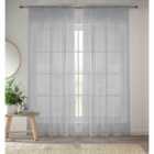 Tyrone Textiles Sheer Silver Plain Woven Voile Slot Top Curtain Panel Pair (57X72'') 145X183Cm