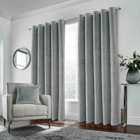 Enhanced Living Grey Velvet, Supersoft, 100% Blackout, Thermal Pair Of Curtains With Eyelet Top 66 X 54 Inch (168X137Cm)