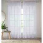Tyrone Textiles Sheer White Plain Woven Voile Slot Top Curtain Panel Pair (57X54'') 145X137Cm