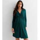 Maternity Dark Green Ribbed Twist Front Mini Dress