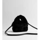 Black Faux Fur Mini Bowler Bag