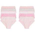M&S Pink Spot Knickers, 7-8 Y 10 per pack