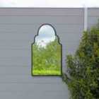 MirrorOutlet Arcus - Black Metal Framed Arched Outdoor Garden Wall Mirror 41"x 24" (104CM X 61CM)