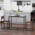 Portland 2 Seater Chestnut Brown Wooden Dining Table with Stools