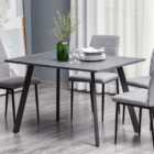 Portland 4 Seater Dark Grey Rectangular Wood Dining Table with Metal Legs