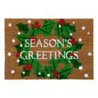 JVL Festive Christmas Seasons Greetings Latex Backed Coir Doormat 40 x 58cm