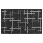 JVL Vector Black Indoor Machine Washable Doormat 50 x 80cm