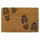JVL Footprints Rubber Embossed PVC Coir Doormat 40