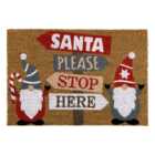 JVL Festive Christmas Santa Stop Here Latex Backed Coir Doormat 40 x 58cm