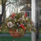 Living and Home Pre-Lit Green Christmas Hanging Basket