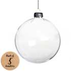 Living and Home White Glass Bauble 6cm 5 Pack