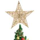 Living and Home Gold Sequin Christmas Tree Topper with LED Lights 0.65ft