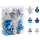 Living and Home White and Blue Baubles 30 Pack