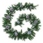 Living and Home Spruce Artificial Garland with Pine Cones 270cm