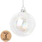 Living and Home White Rainbow Glass Bauble 10cm 5 Pack