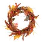 Living and Home Autumn Golden Sorghum Door Wreath with LED Lights 50cm