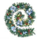 Living and Home Spruce Blue Poinsettia Christmas Garland 270cm