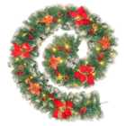 Living and Home Spruce Red Poinsettia Christmas Garland 270cm