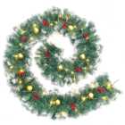 Living and Home Pre-Lit Christmas Garland with Gold Balls 270cm
