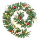 Living and Home Frozen Green Pre-Lit Christmas Garland 270cm