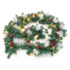 Living and Home Green Christmas Garland with Snowflakes 270cm