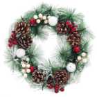 Living and Home Snow Flocked Green Christmas Wreath 32cm