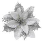 Living and Home Silver Artificial Christmas Tree Flowers 24 Pack