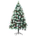 Living and Home Flocked Green Artificial Christmas Tree 6ft