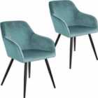 2 Marilyn Velvet-look Chairs - Turquoise And Black