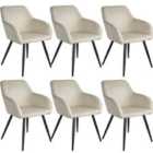 6 Marilyn Velvet-look Chairs - Cream And Black