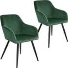 2 Marilyn Velvet-look Chairs - Dark Green And Black