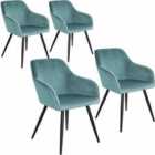 4 Marilyn Velvet-look Chairs - Turquoise And Black
