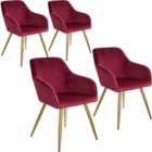 4 Marilyn Velvet-look Chairs - Bordeaux Red And Gold