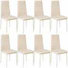 8 Dining Chairs Cream Synthetic Leather - Beige