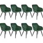 8 Marilyn Velvet-look Chairs - Dark Green And Black