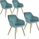 4 Marilyn Velvet-look Chairs - Turquoise Blue And Gold