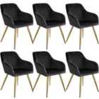 6 Marilyn Velvet-look Chairs - Black And Gold