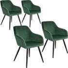 4 Marilyn Velvet-look Chairs - Dark Green And Black