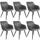 6 X Marilyn Fabric Chairs - Grey And Black