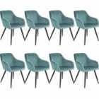 8 Marilyn Velvet-look Chairs - Turquoise And Black
