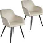 2 Marilyn Velvet-look Chairs - Cream And Black