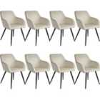 8 Marilyn Velvet-look Chairs - Cream And Black