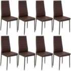 8 Dining Chairs Synthetic Leather - Brown